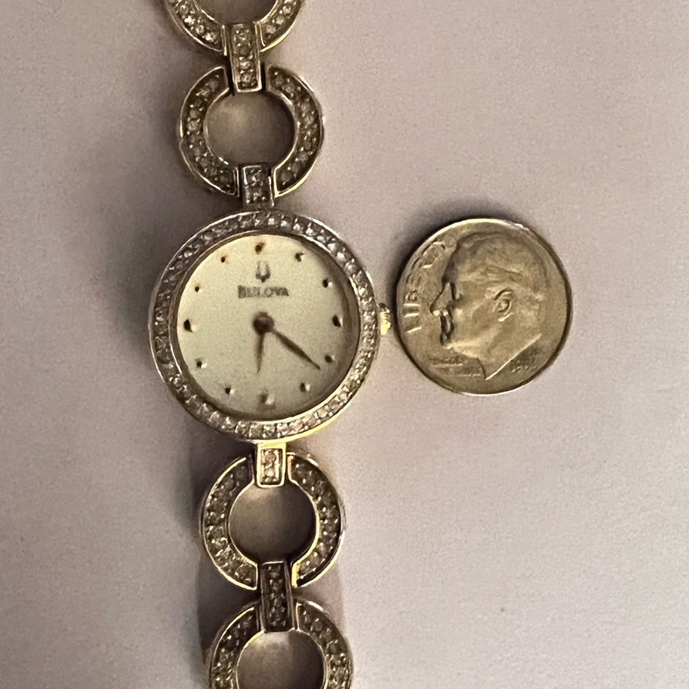Bulova ladies’ small watch. Beautiful and classy. Used. Works excellent.